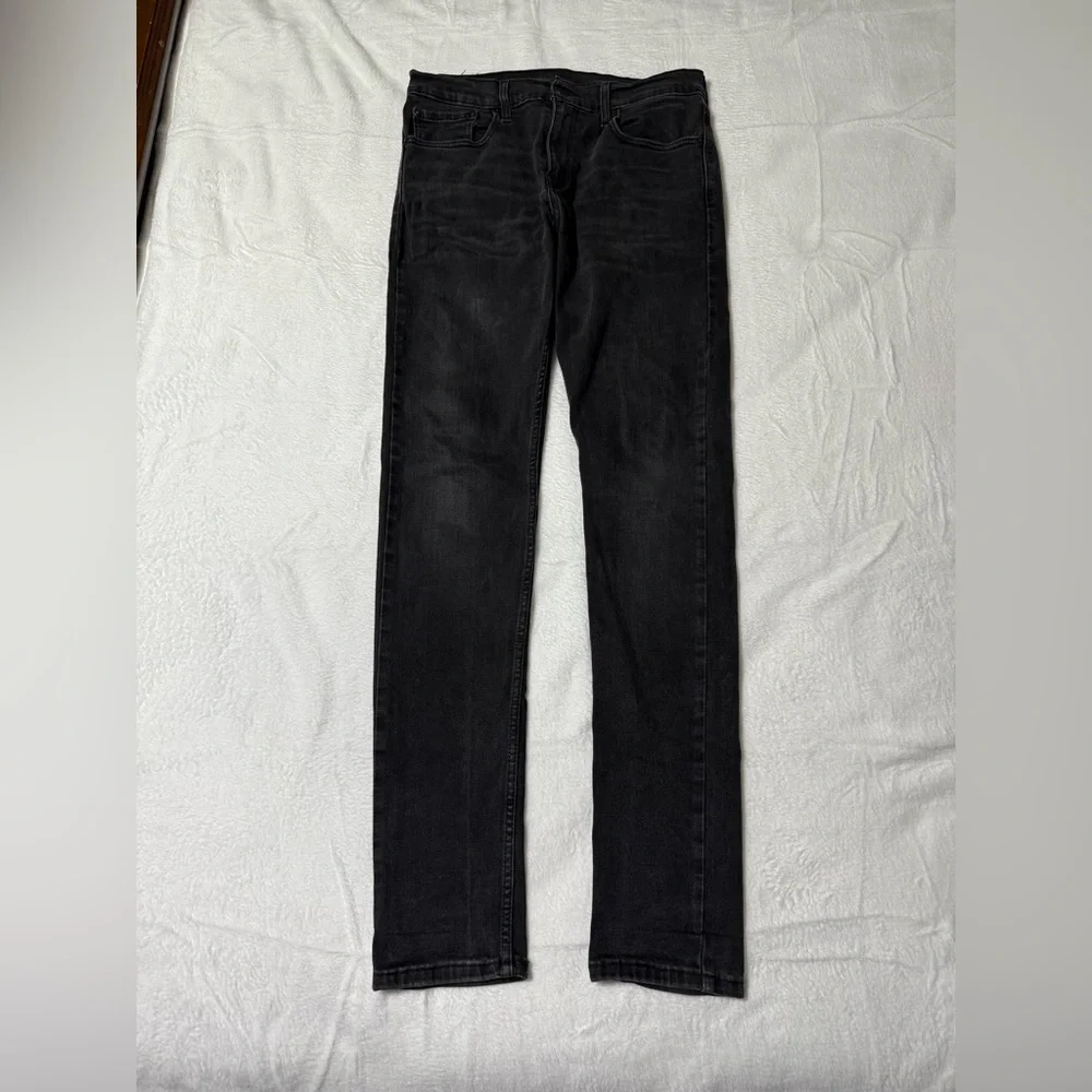 Levis 512‎ Jeans Mens 32x33 Black Slim Tapered Mid Rise Dark Wash Denim